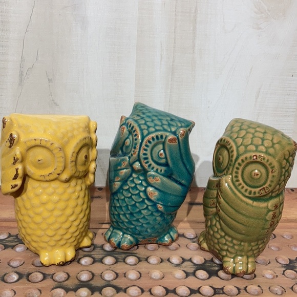 Other - Ceramic Owl Set Hear No Evil Cottagecore Decor